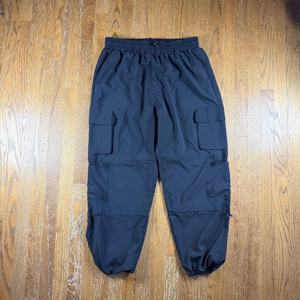 Cargo Jogger Pants Mens XL Black Elastic Waist Stretch Y2K Baggy